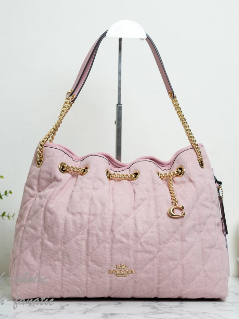 Coach CER79 Evelyn Shoulder Bag In Loved Denim With Quilting And Charm NWT